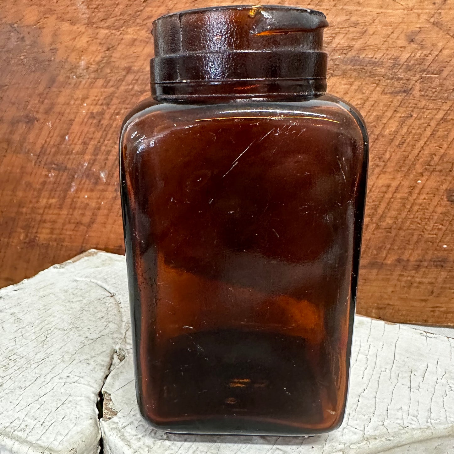 Large Boot’s Cash Chemists Square Amber Bottle