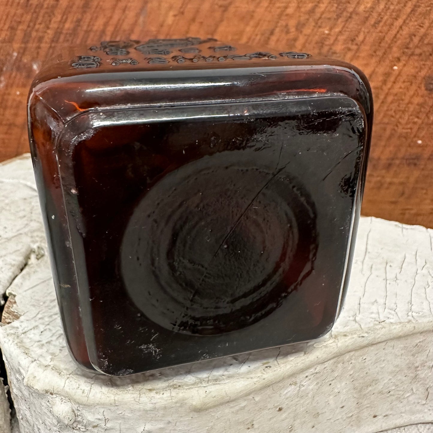 Large Boot’s Cash Chemists Square Amber Bottle