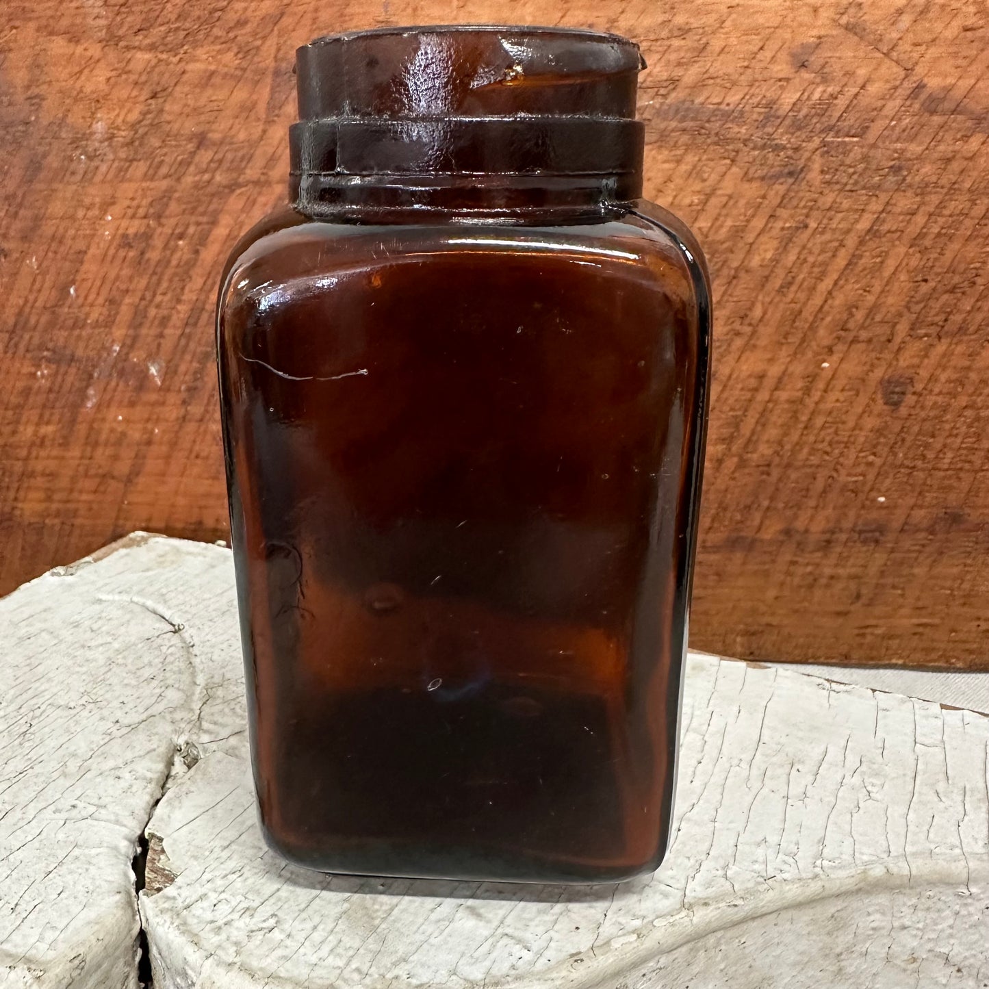 Large Boot’s Cash Chemists Square Amber Bottle