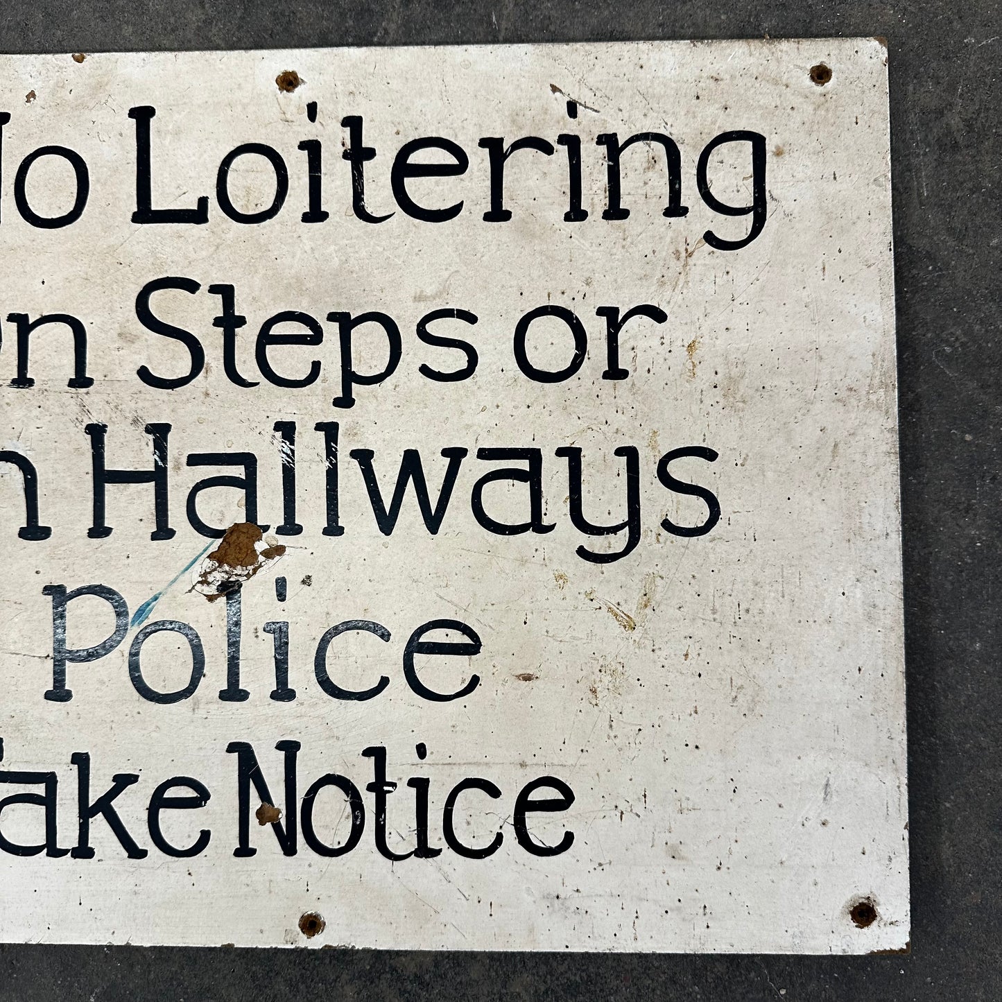 Handpainted No Loitering Wooden Sign