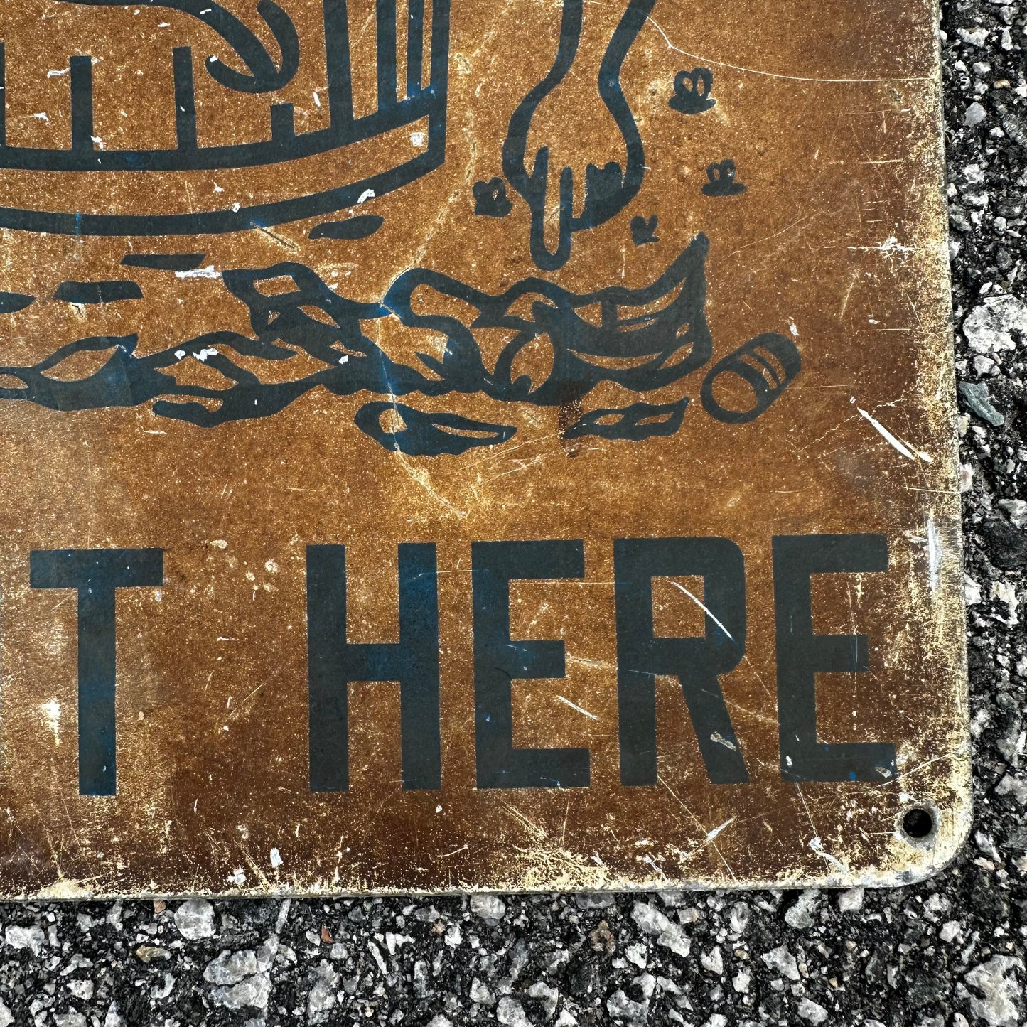Rubbish Goes Here Vintage Trash Can Sign