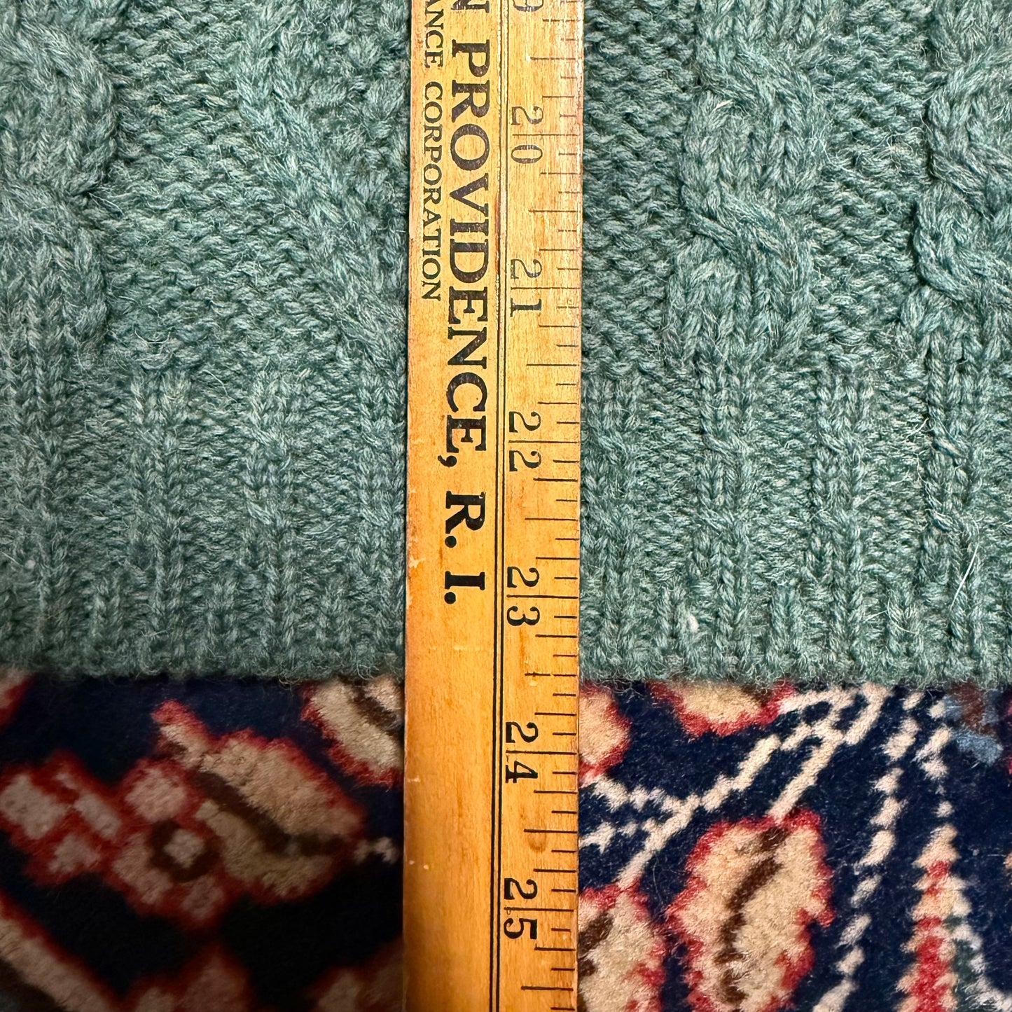 Vintage LL Bean Green Wool Cableknit Sweater