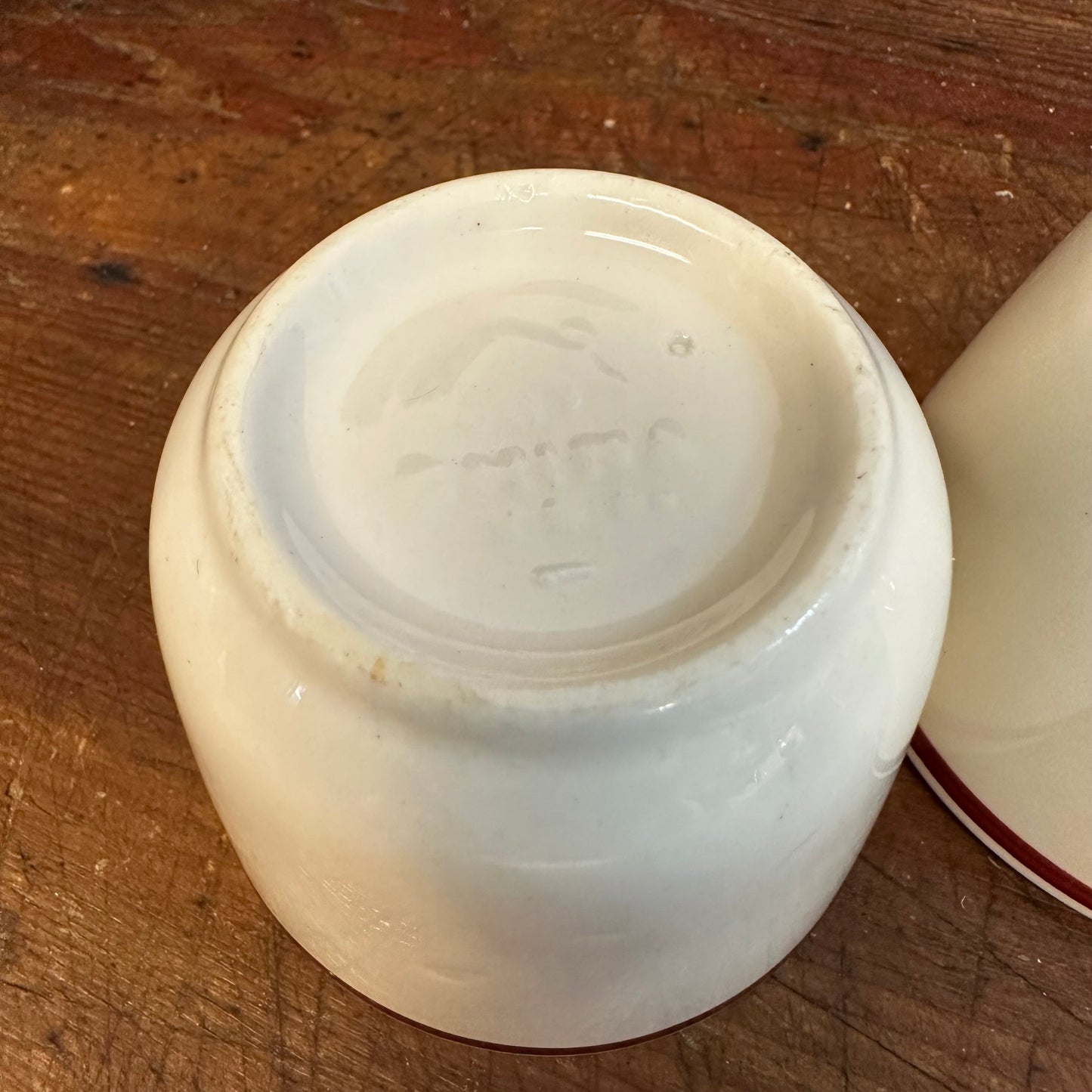 Pair of Red Banded Custard Cups Buffalo and Walker China