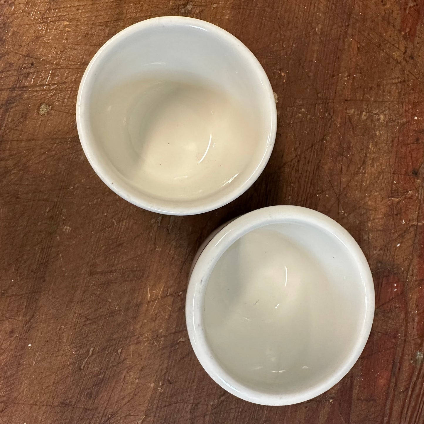 Pair of Red Banded Custard Cups Buffalo and Walker China