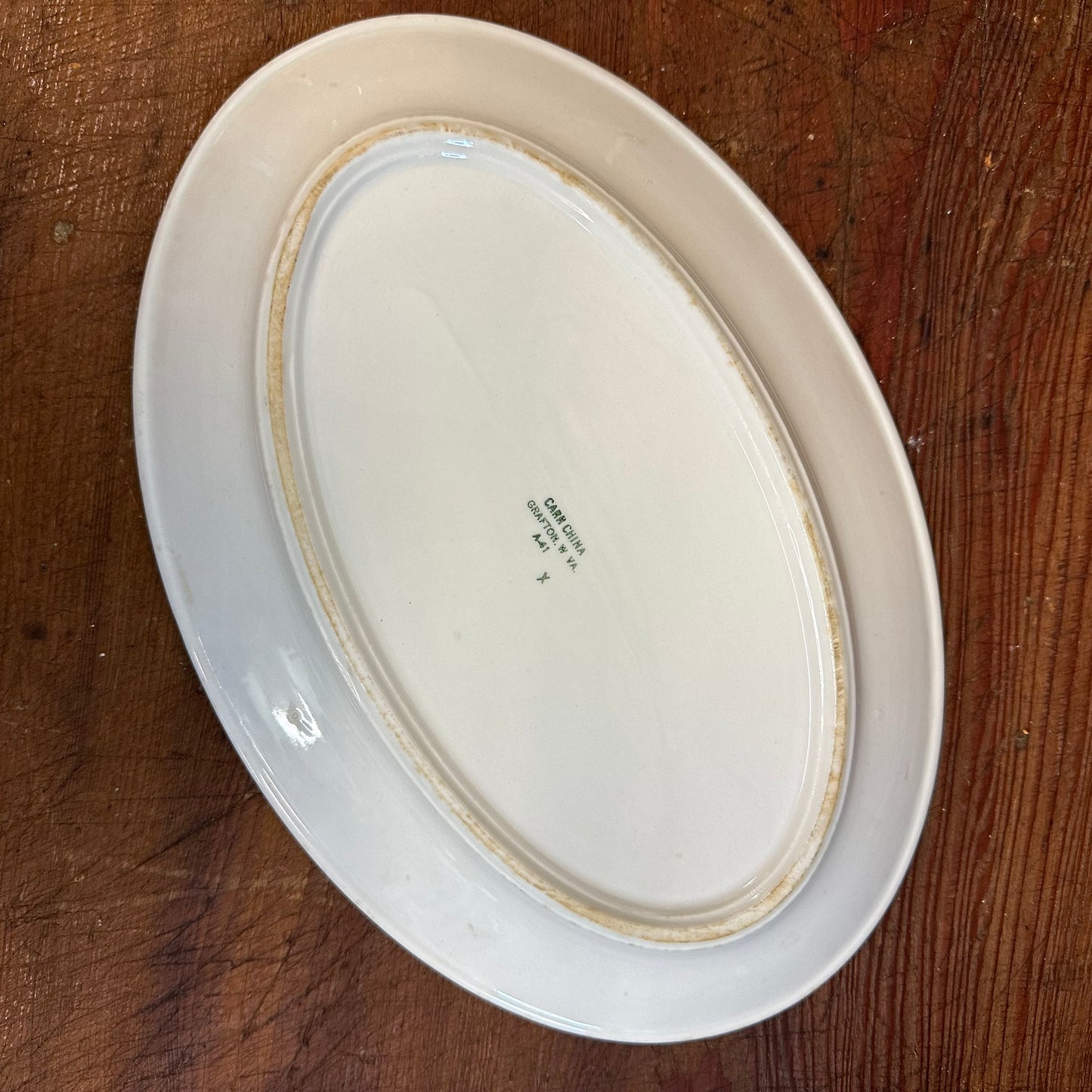 Pair of Green Banded Oval Platters Restaurant Ware Carr & Sterling China