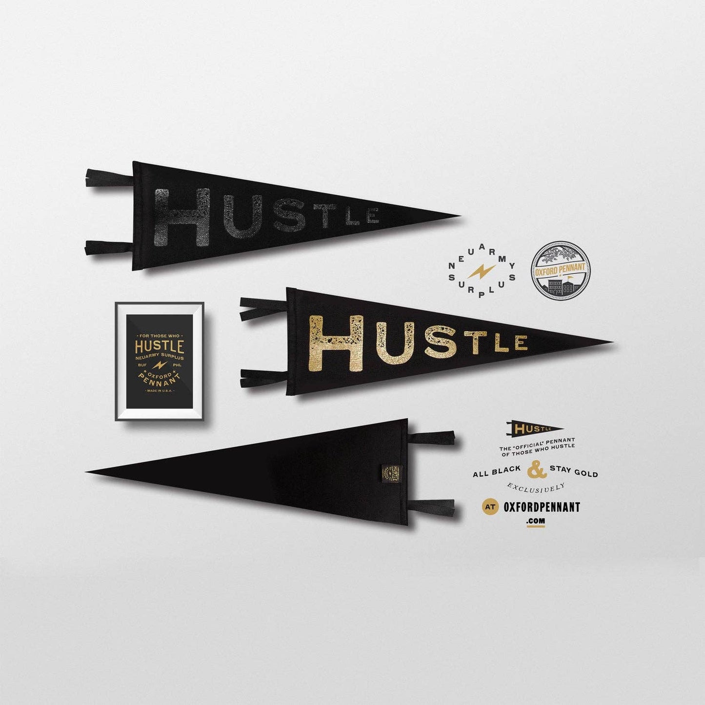 Hustle Pennant • Neuarmy x Oxford Pennant Original: Gold