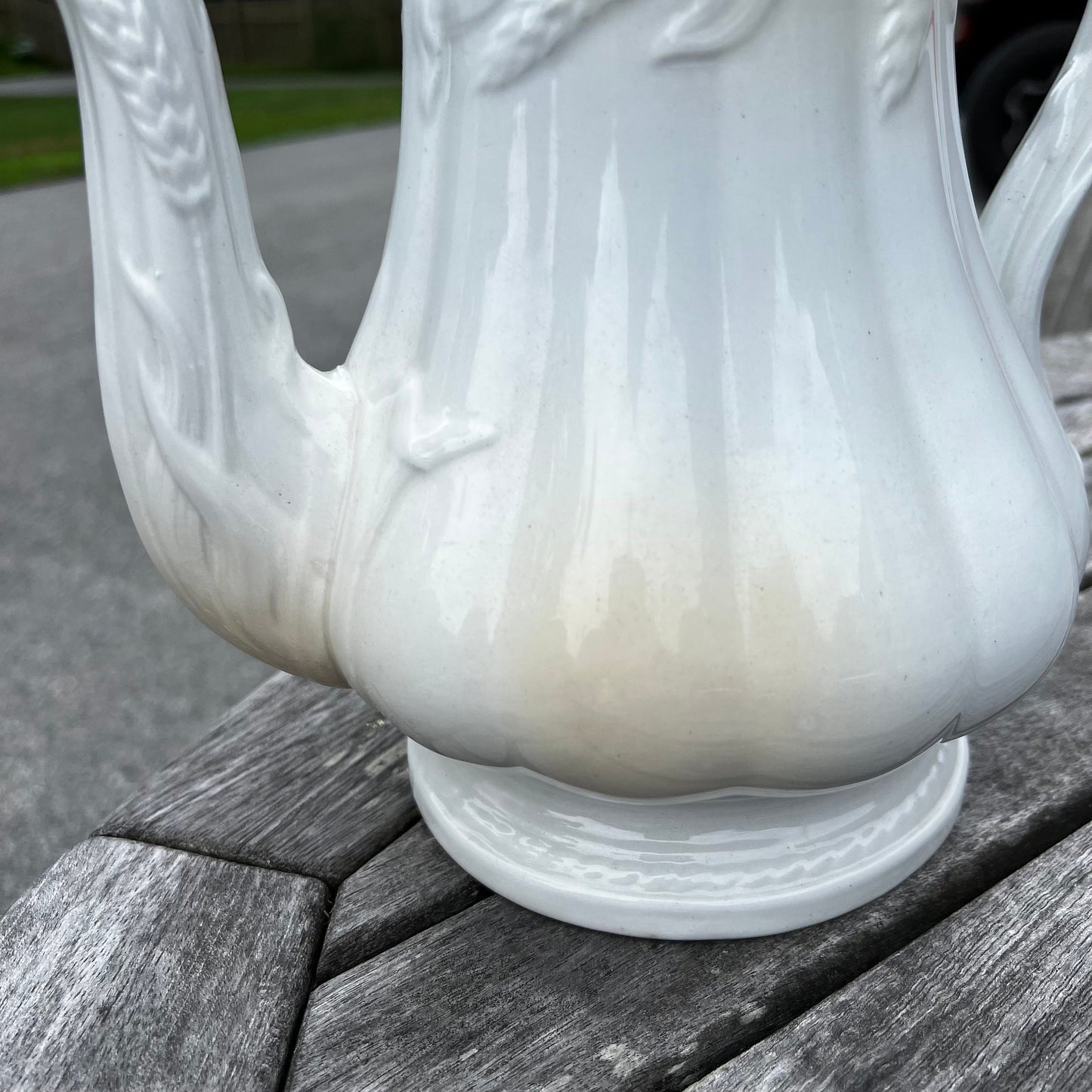 White Ironstone Coffee Pot Wheat Pattern Elsmore & Forster English Ironstone Ceres Wheat