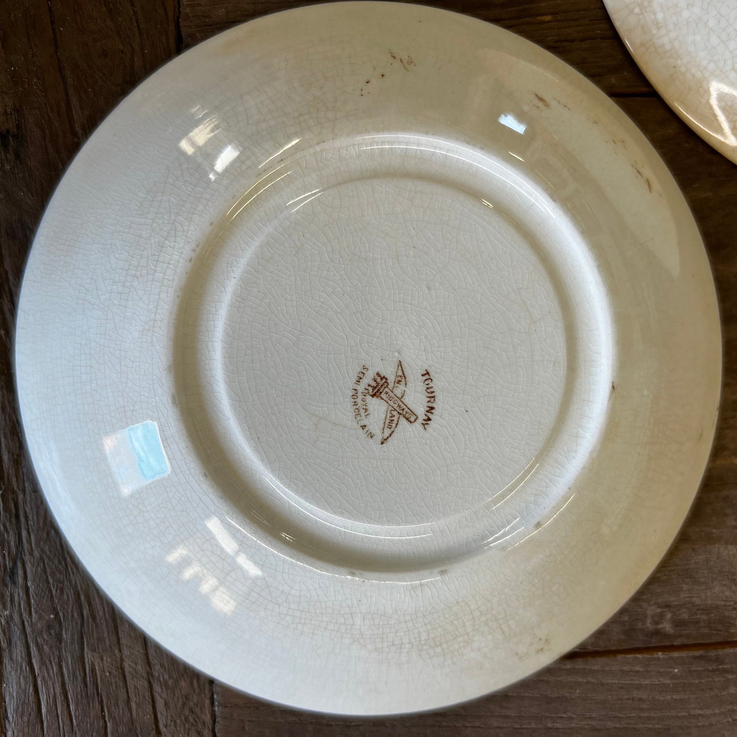 Two Ridgeways Tournay Brown Transferware 6.5" Berry Bowl Saucer Dishes Floral Aesthetic Movement