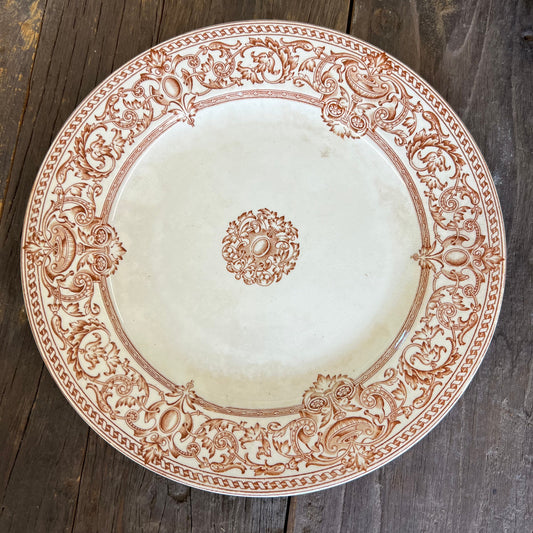 Royal Doulton Beauvais Pattern Brown Transferware 10.25" Plate Dishes Floral Aesthetic Movement