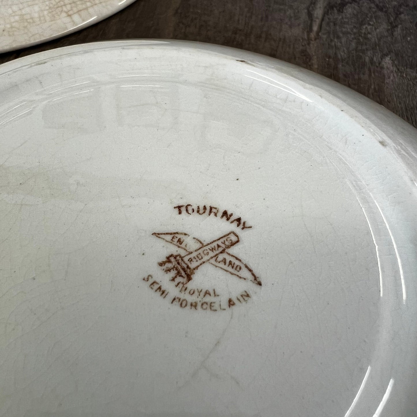 Two Ridgeways Tournay Brown Transferware 6.5" Berry Bowl Saucer Dishes Floral Aesthetic Movement