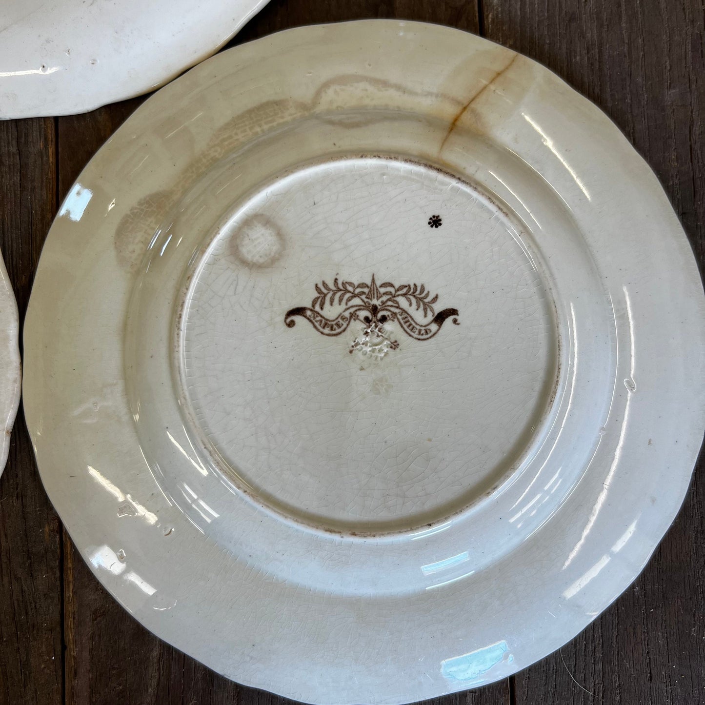 Two Ridgeways Tournay Brown Transferware 6.5" Berry Bowl Saucer Dishes Floral Aesthetic Movement