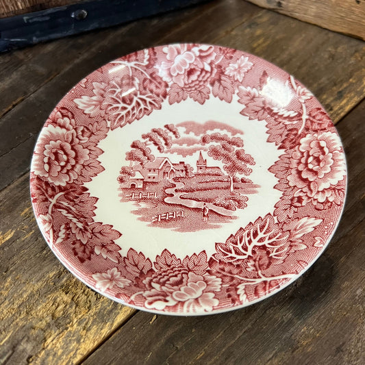 Small Plate Wood & Sons Enoch Woods Woods Ware Pink Transferware Red