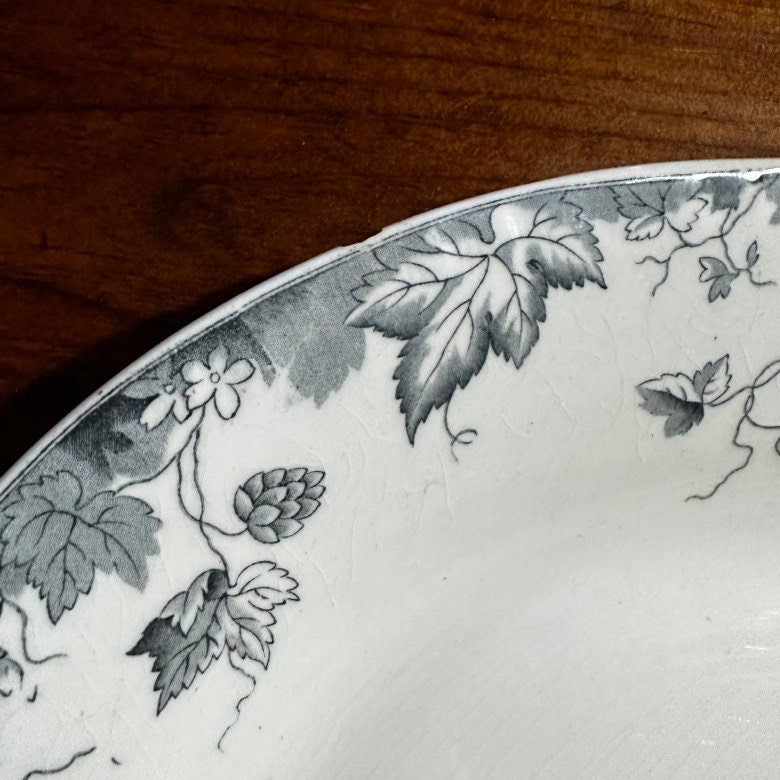 Johnson Brothers Hops Pattern Large Chunky Grey Transferware English Ironstone
