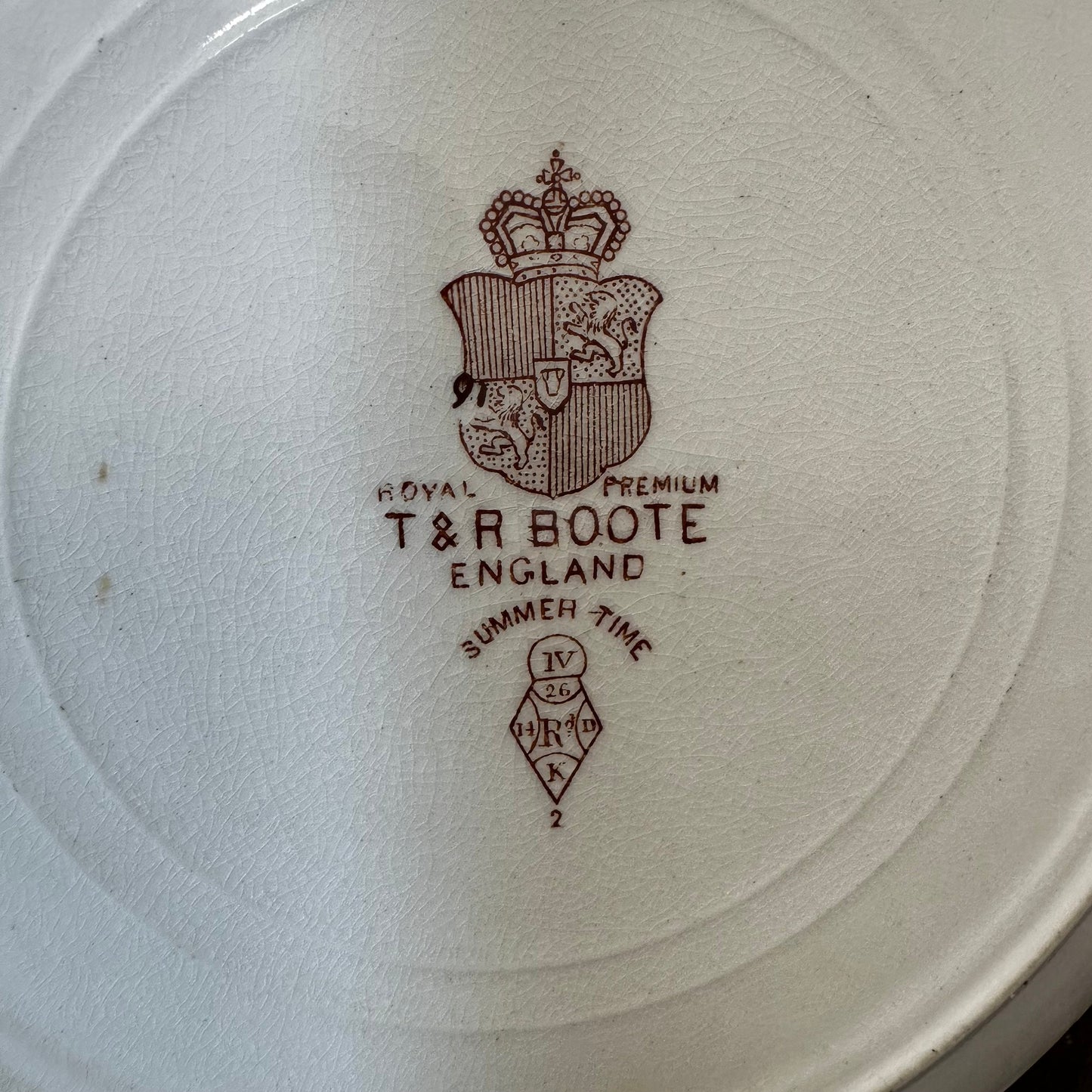 T&R Boote Summer Time Pattern Brown Transferware 8.75" Plate Dishes Floral Aesthetic Movement