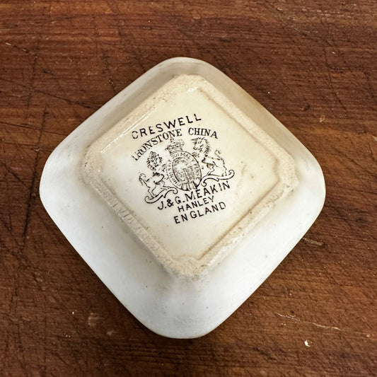 Pair of Square Butter Pats Brown Transferware White Ironstone J&G Meakin Cresswell 1087