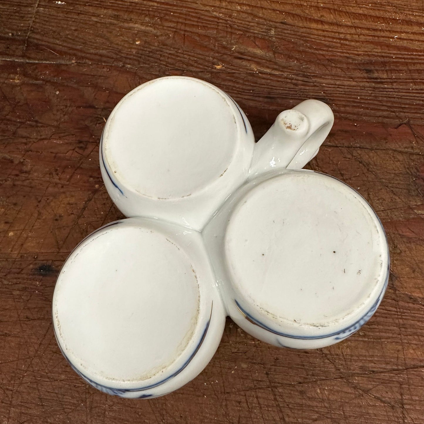 Blue Onion Ceramic Condiment Dish Three Reservoir