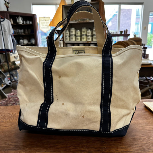 Vintage L.L. Bean Navy Boat and Tote Bag Medium