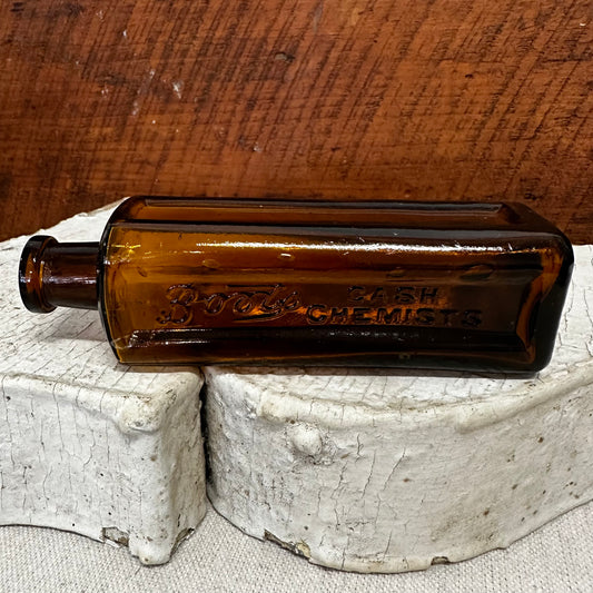 Tall Boot’s Cash Chemists Square Amber Bottle