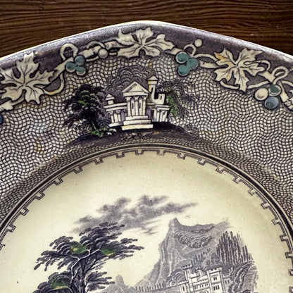 Polychrome Mulberry Transferware 9 1/4" Plate C M & S Jenny Lind