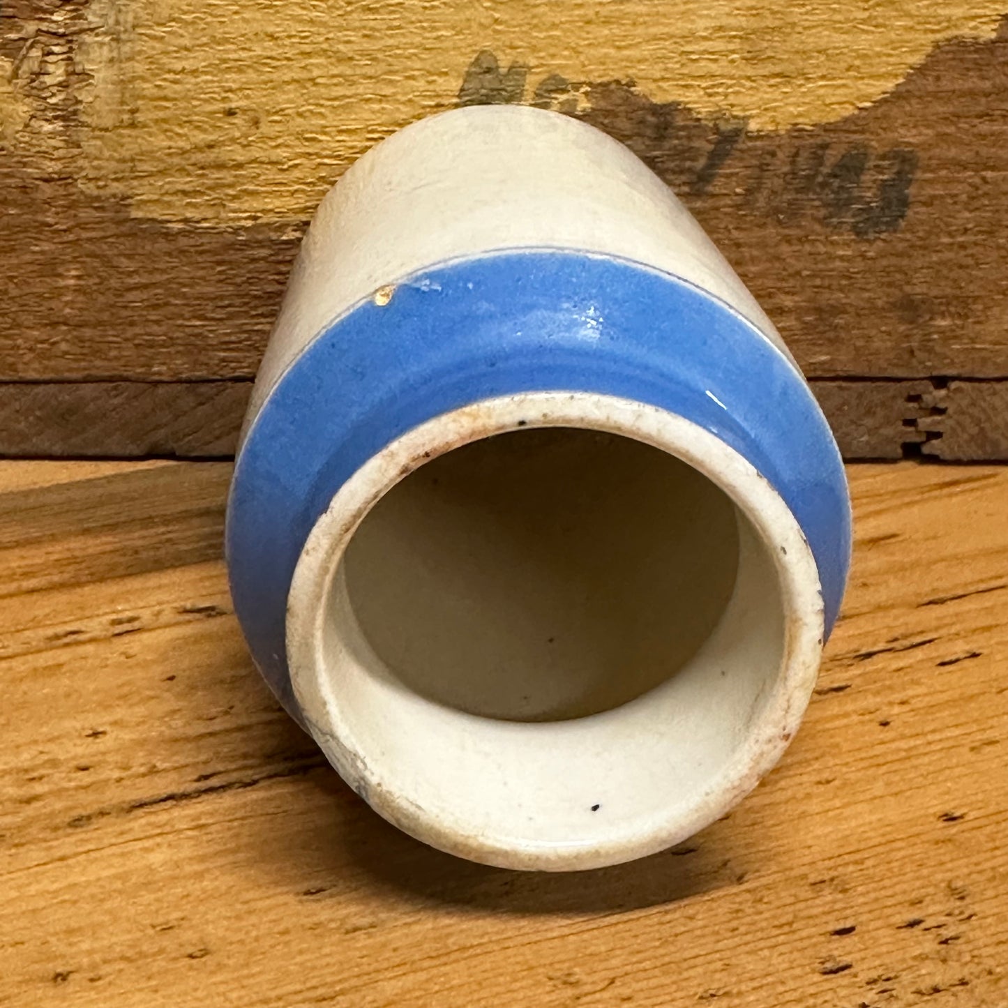 Antique HTF Express Dairy Cream Pot Blue Top Transfer Repaired