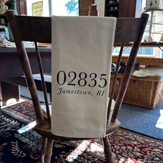 Jamestown, RI Zip Code Tea Towel: Natural