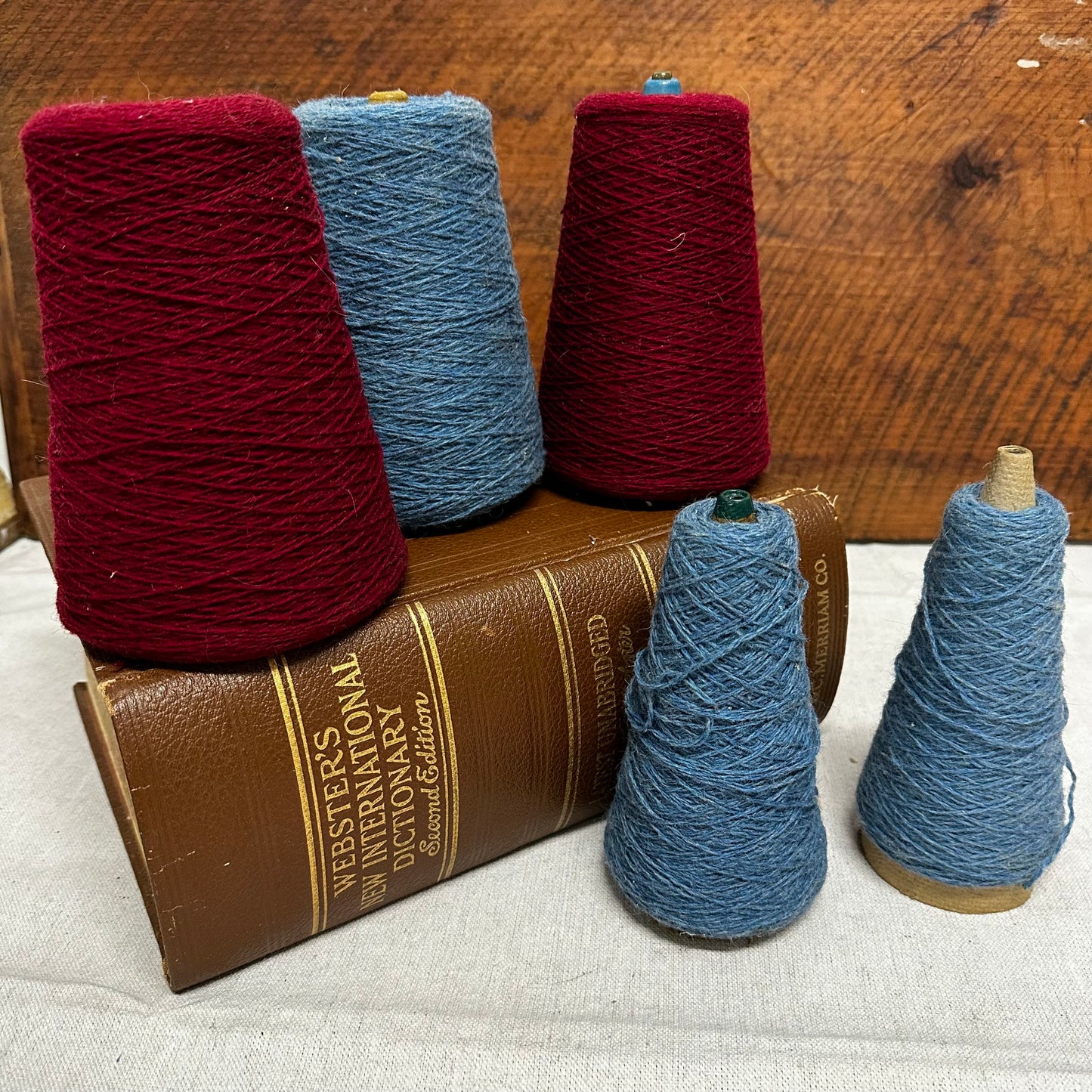 Medium Blue Wool Yarn Cone