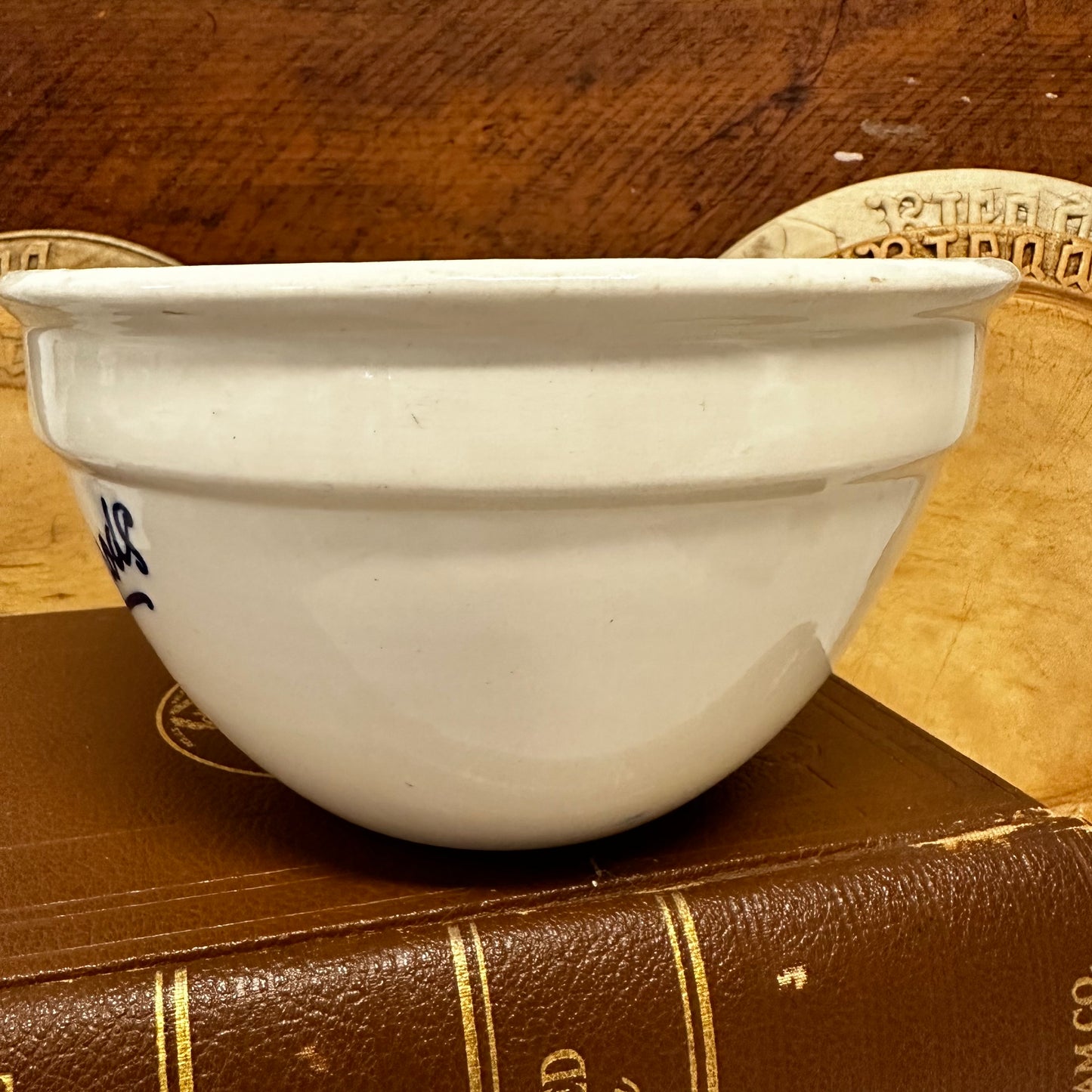 Harrods Ironstone Pudding Bowl w/Blue Logo