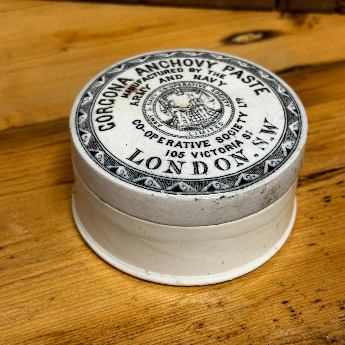 Army & Navy Gorgona Anchovy Paste Pot and Lid English Advertising London