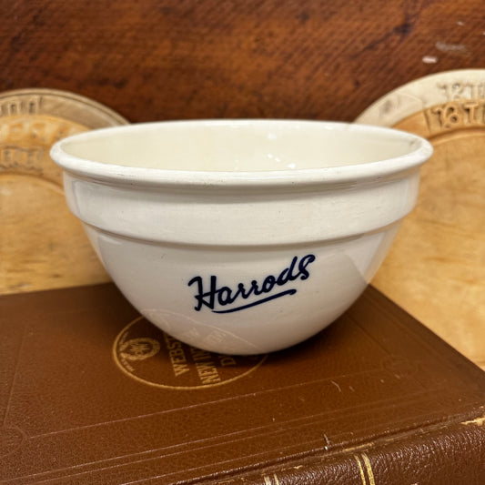 Harrods Ironstone Pudding Bowl w/Blue Logo