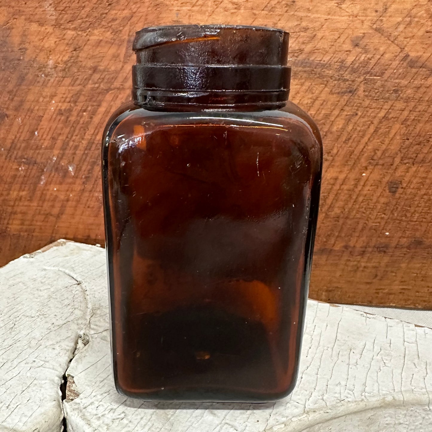 Large Boot’s Cash Chemists Square Amber Bottle