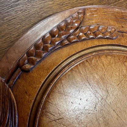 Finely Carved Wooden Bread Board Wheat Border