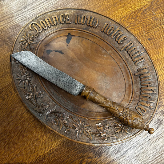 Finely Carved French Bread Plate and Knife