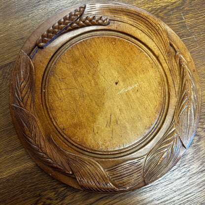 Finely Carved Wooden Bread Board Wheat Border