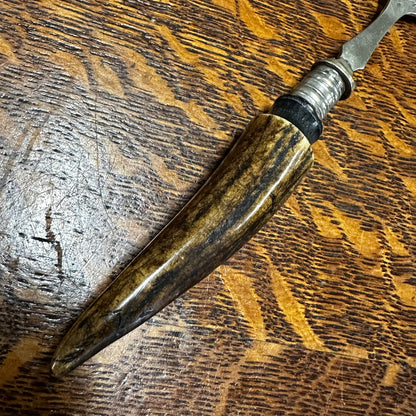 Antique English Bread Fork Antler Handle