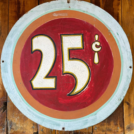 Vintage Carnival Price Sign 25 Cents