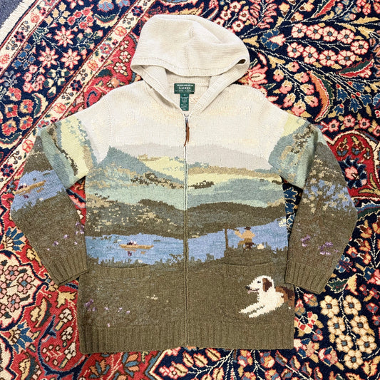 Vintage Lauren Ralph Lauren Handknit Hooded Fullzip Sweater