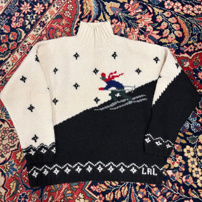 Vintage Lauren Ralph Lauren Handknit Downhill Skiier Mockneck Sweater