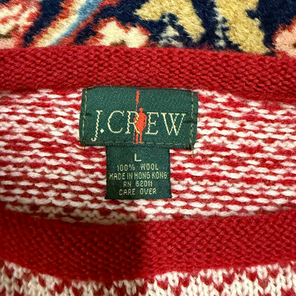 Vintage J. Crew Red White Fair Isle Sweater