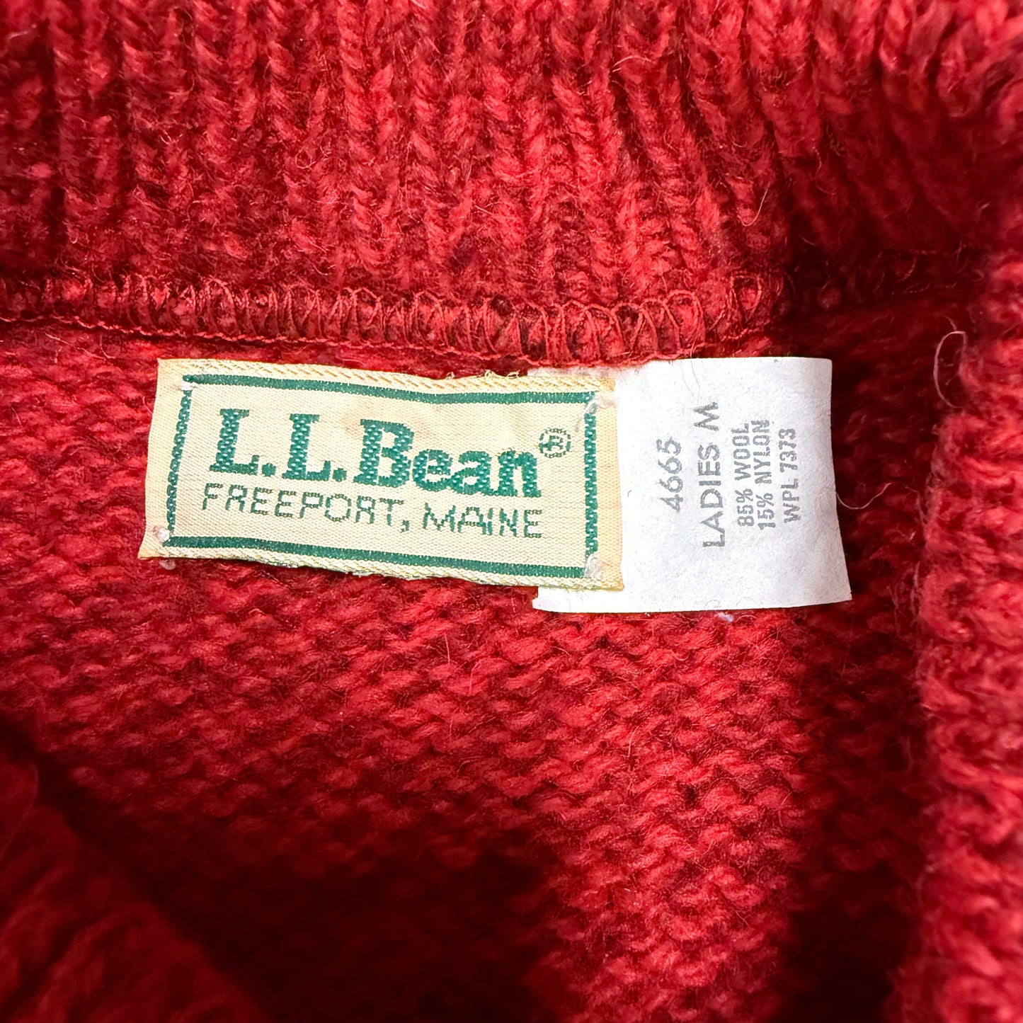 Vintage LL Bean Red Wool Crewneck Sweater Medium