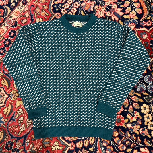Vintage LL Bean Green Birdseye Sweater