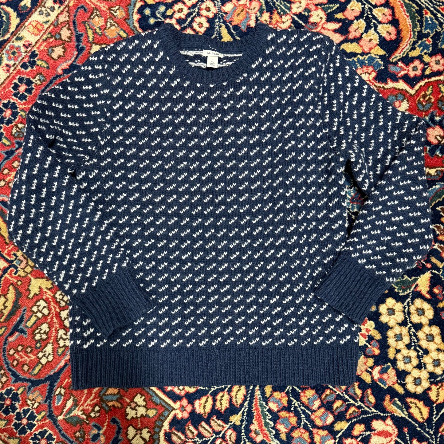 LL Bean Navy Birdseye Sweater