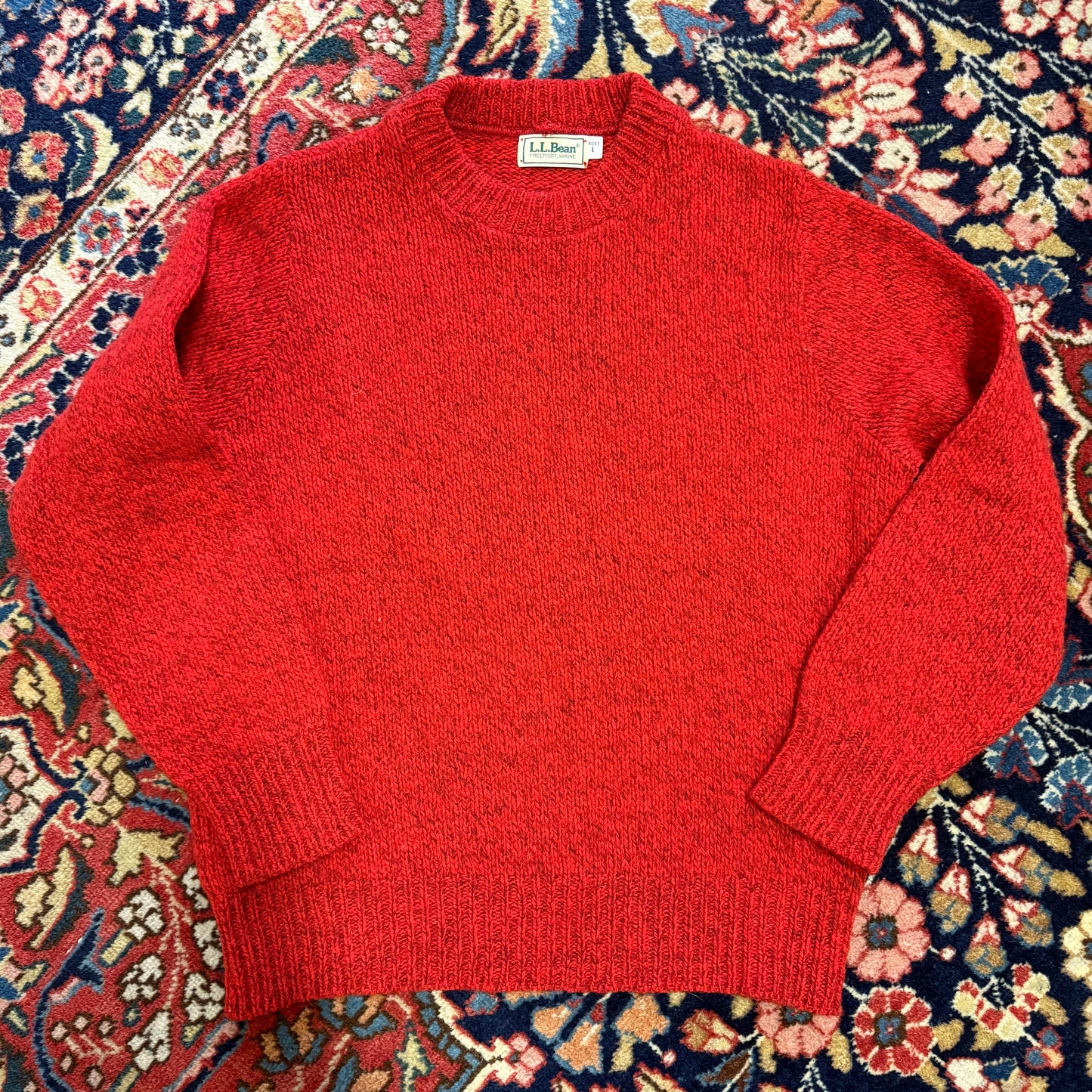 Vintage LL Bean Red Wool Crewneck Sweater Large