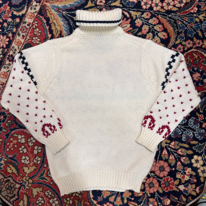 Vintage Fully Fashioned Reindeer Turtleneck Sweater