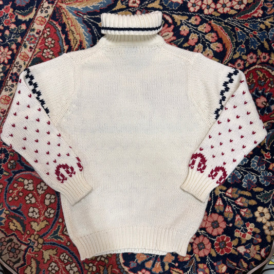 Vintage Fully Fashioned Reindeer Turtleneck Sweater