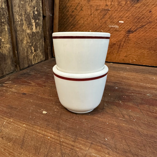 Pair of Red Banded Custard Cups Buffalo and Walker China