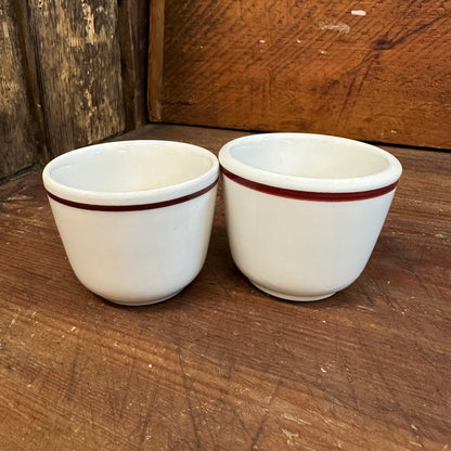 Pair of Red Banded Custard Cups Buffalo and Walker China