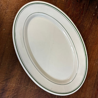Pair of Green Banded Oval Platters Restaurant Ware Carr & Sterling China
