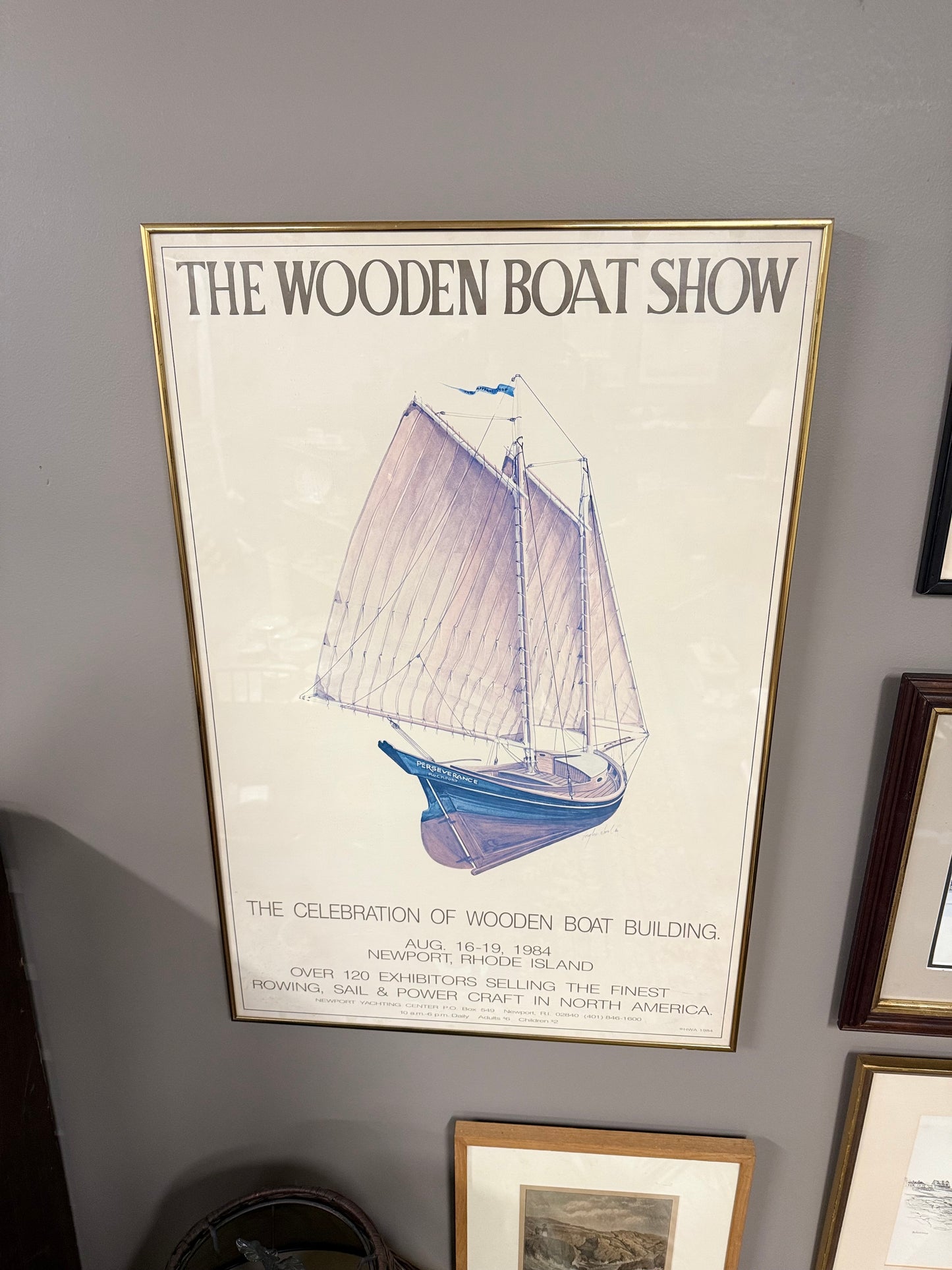 Framed 1984 Newport Wooden Boat Show Poster