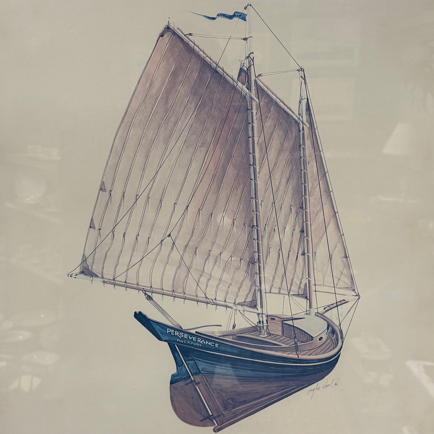 Framed 1984 Newport Wooden Boat Show Poster