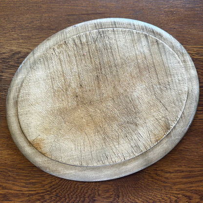 English Oval Carved Wooden Bread Board